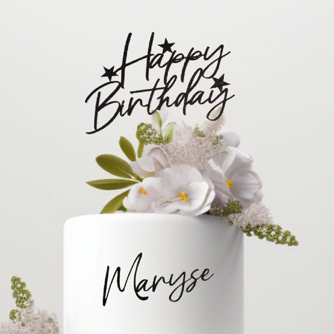 Custom Happy Birthday Cake Topper, Personalized Name Cake Charm