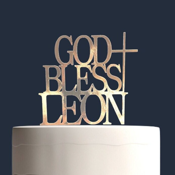 Personalized God Bless Cake Topper - Baptism Party Decor
