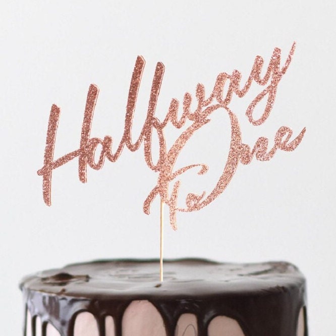 Halfway To One Cake Topper, Glitter Cardstock Baby Birthday