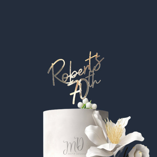 Custom 70th Birthday Cake Topper, Glitter Cardstock