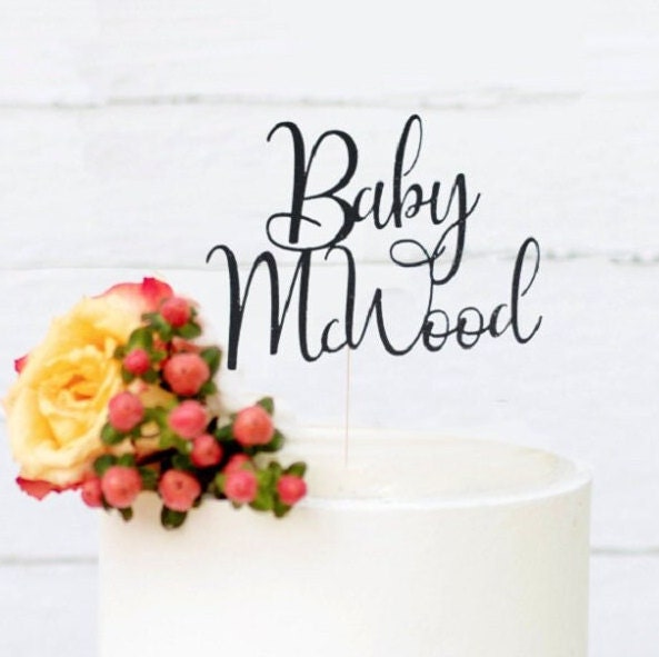 Custom Baby Name Cake Topper, Glitter Cardstock, Baby Shower