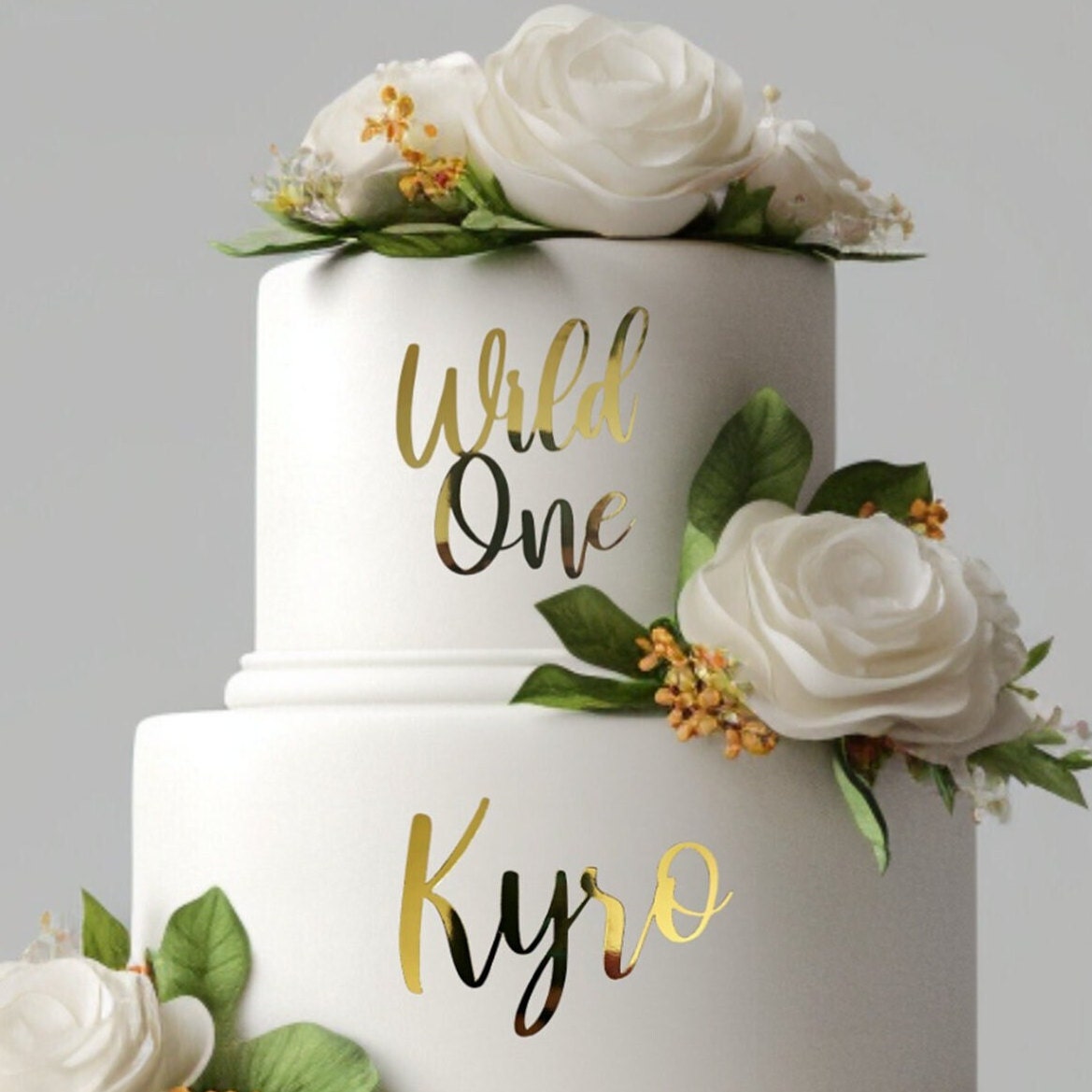 Wild One Cake Charm with Custom Name, First Birthday Party, Metallic Cardstock