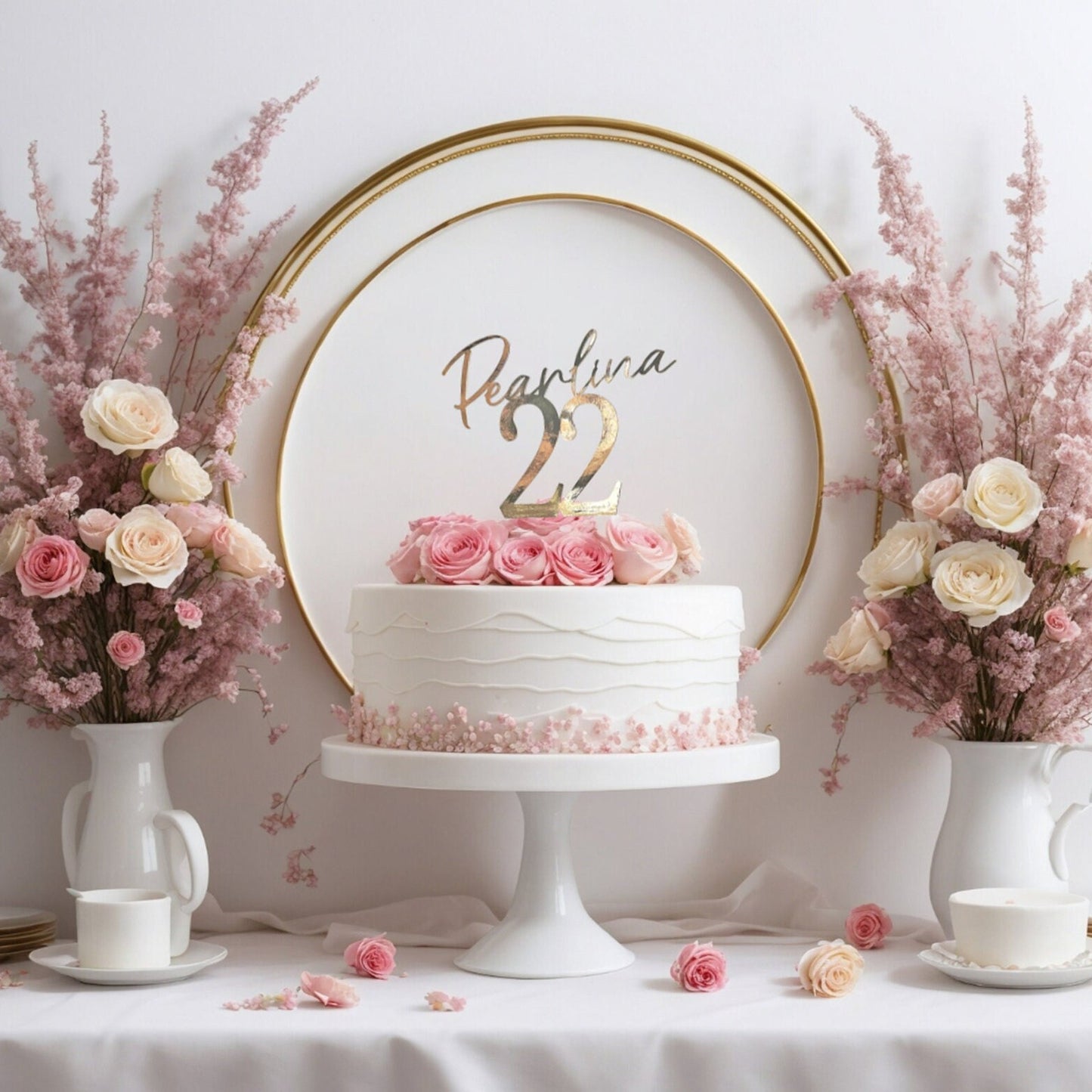 Custom Name & Age Cake Topper, Metallic Cardstock