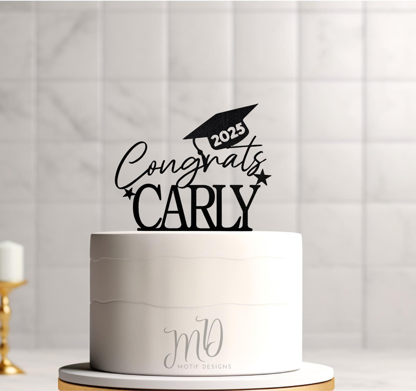 Custom Congrats Glitter Cake Topper, Graduation Party Decor