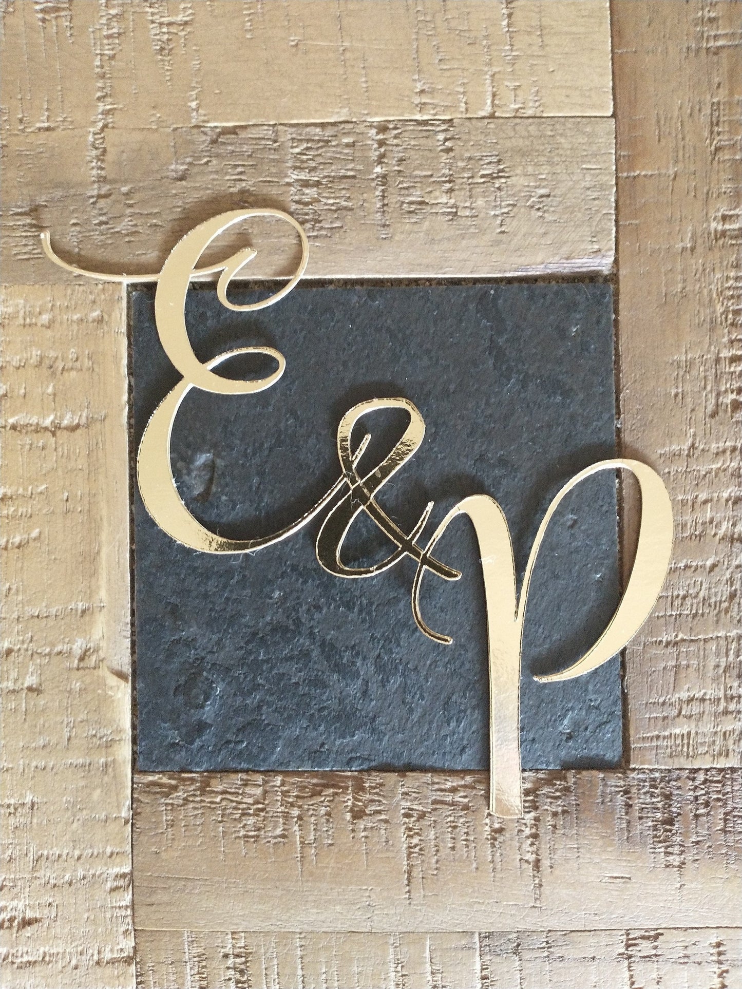 Custom Metallic Cardstock Initials Cake Charm, Anniversary, Engagement