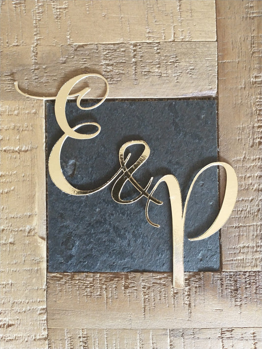 Custom Metallic Cardstock Initials Cake Charm, Anniversary, Engagement