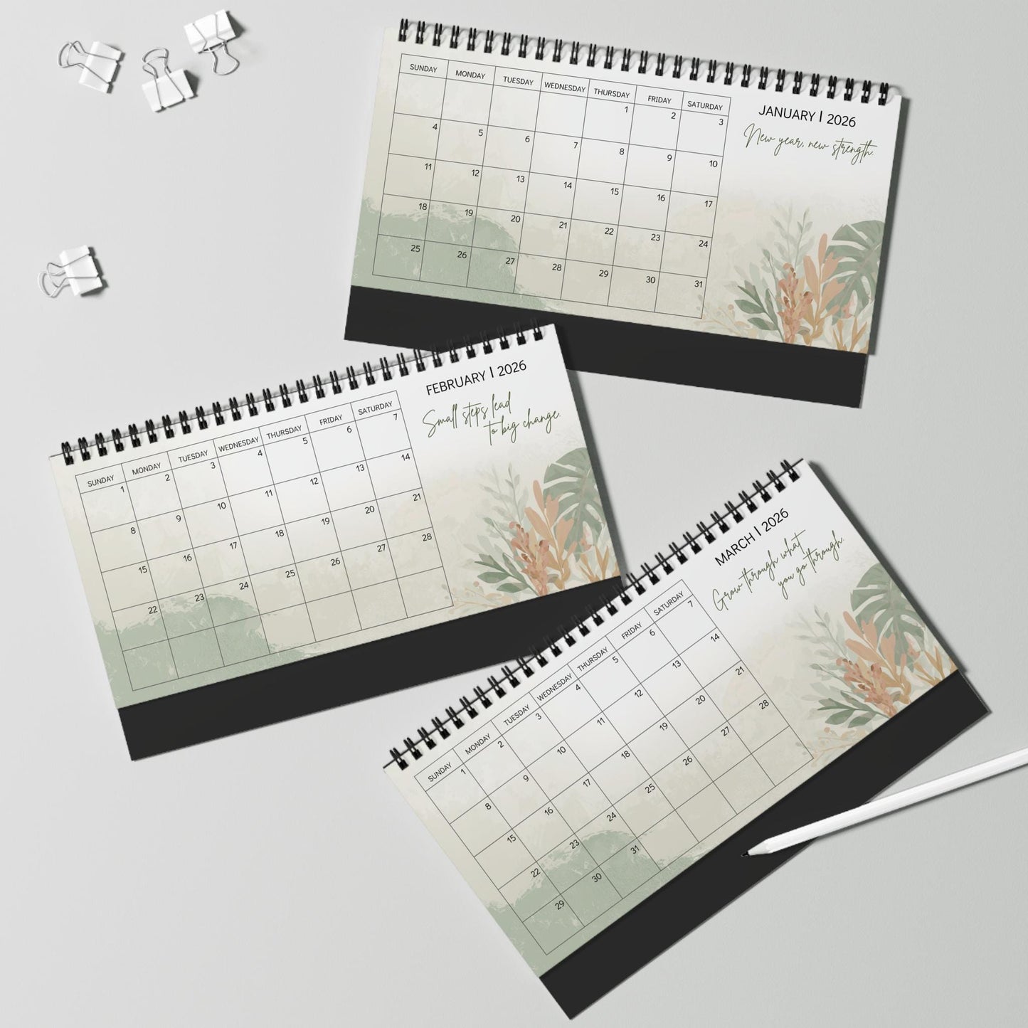 2026 Desk Calendar, Daily Inspiration Quotes, Positive Affirmations, Minimalist Desk Decor Gift