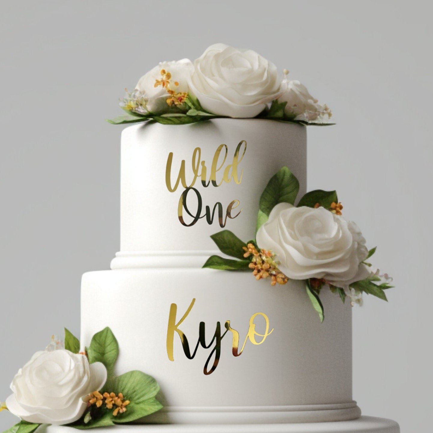 Wild One Cake Charm with Custom Name, First Birthday Party, Metallic Cardstock