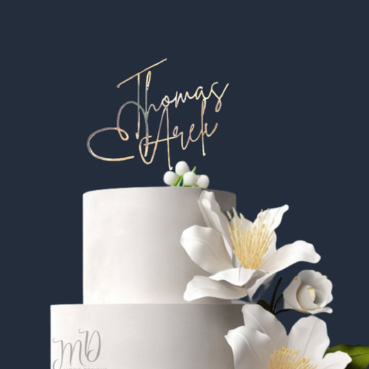 Personalized Wedding Cake Topper, Custom Metallic Cardstock Anniversary Decor