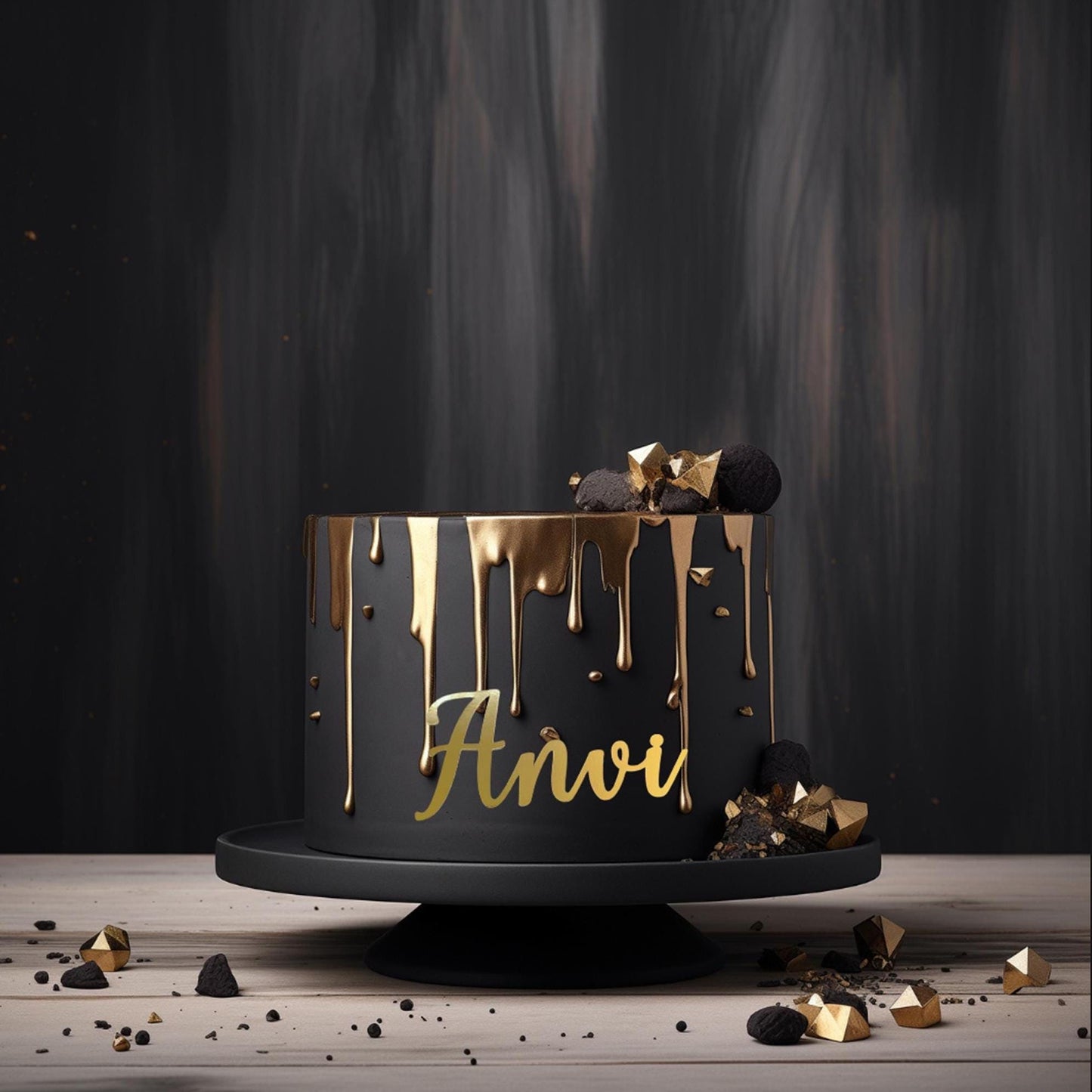 Personalized Metallic Gold Cardstock Cake Charm