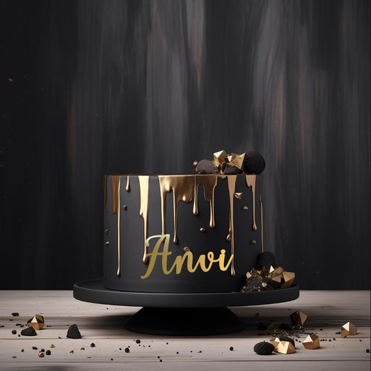 Personalized Metallic Gold Cardstock Cake Charm