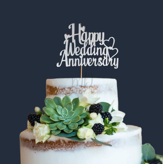 Happy Wedding Anniversary, Anniversary Cake Topper, Anniversary Decor, Wedding Anniversary Topper