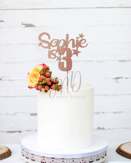 Name & Age Cake Topper, Birthday Cake Topper, Custom Birthday Cake Topper, Personalized Cake Topper, Name Cake Topper,