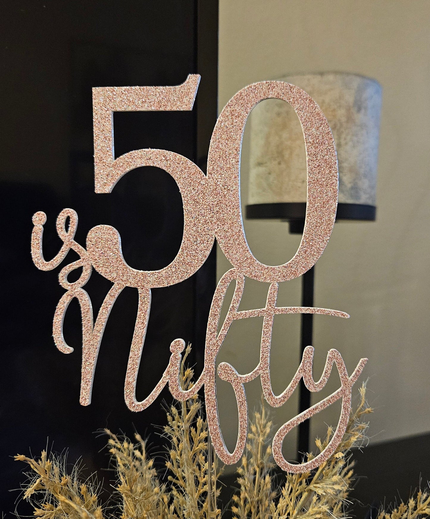 50 is Nifty Glitter Cake Topper, Custom Age