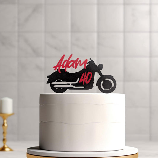Custom Motorcycle Cake Topper, Name and Age Bike Cake Topper, Motorcycle Birthday decorations, Motocross Cake Topper.