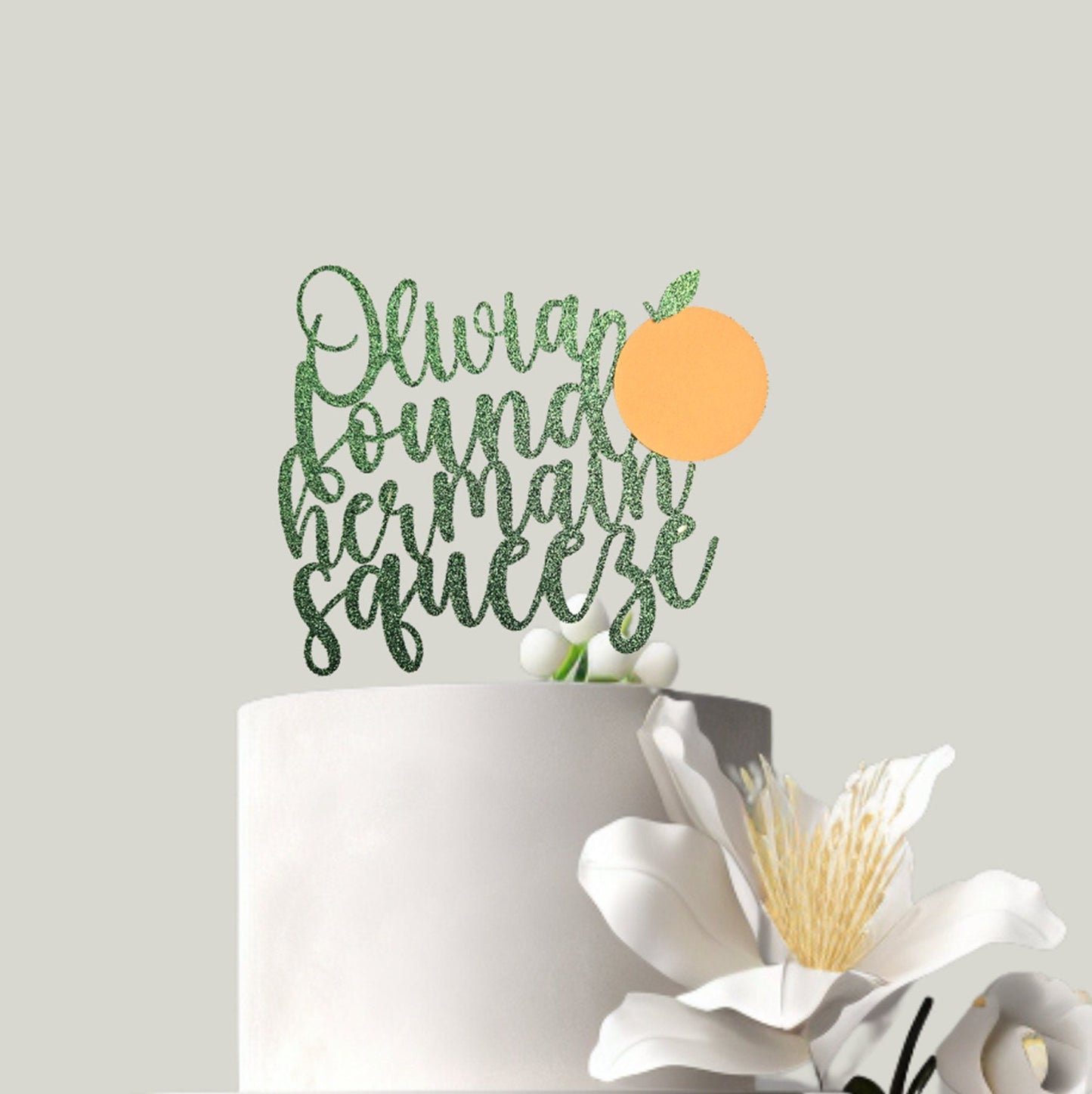 Main Squeeze Cake Topper, Green Glitter Bridal Shower Decor