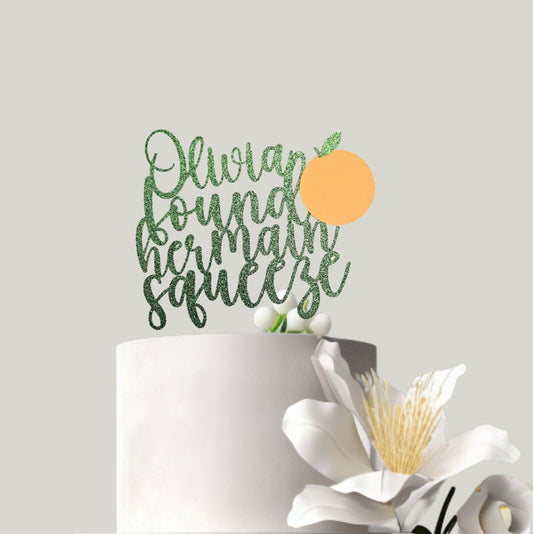 Main Squeeze Cake Topper, Green Glitter Bridal Shower Decor