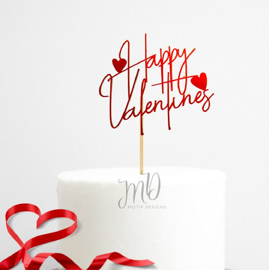 Happy Valentines Glitter Cake Topper, Double Layered Cardstock