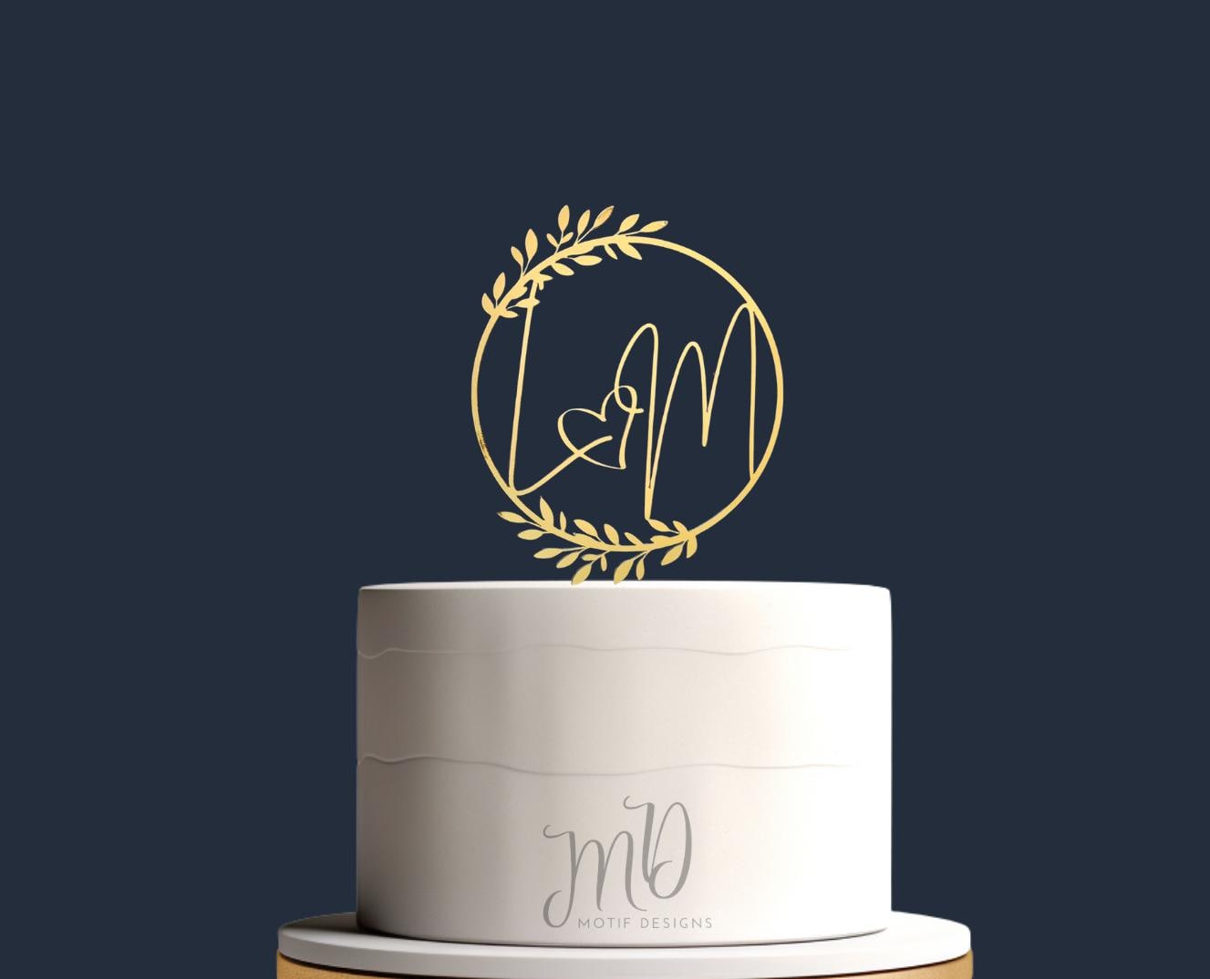Custom Initial Cake Topper, Custom Cake Topper, Wedding, Engagement, Bridal Shower, Valentine's Day, Letters Cake Topper
