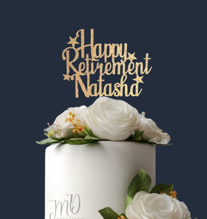Personalized Glitter Retirement Cake Topper