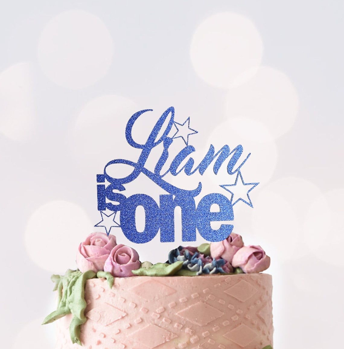 Custom Name is One Cake Topper, Glitter First Birthday