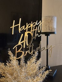 Happy 40th Cake Topper 40th Birthday Decoration Cake Topper Birthday Centerpiece, Custom Age Cake Topper