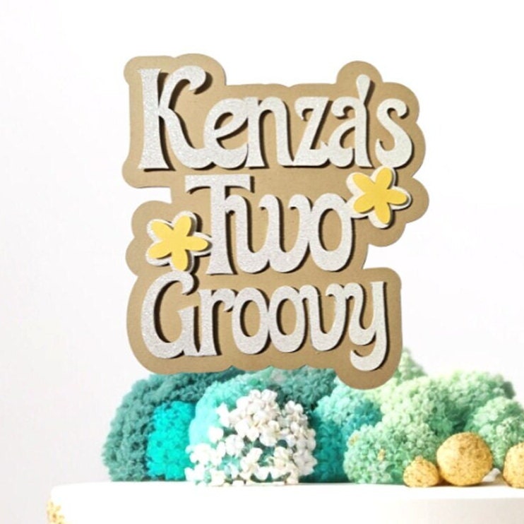 Two Groovy Cake Topper, 2nd Birthday Party, Custom 3D Name