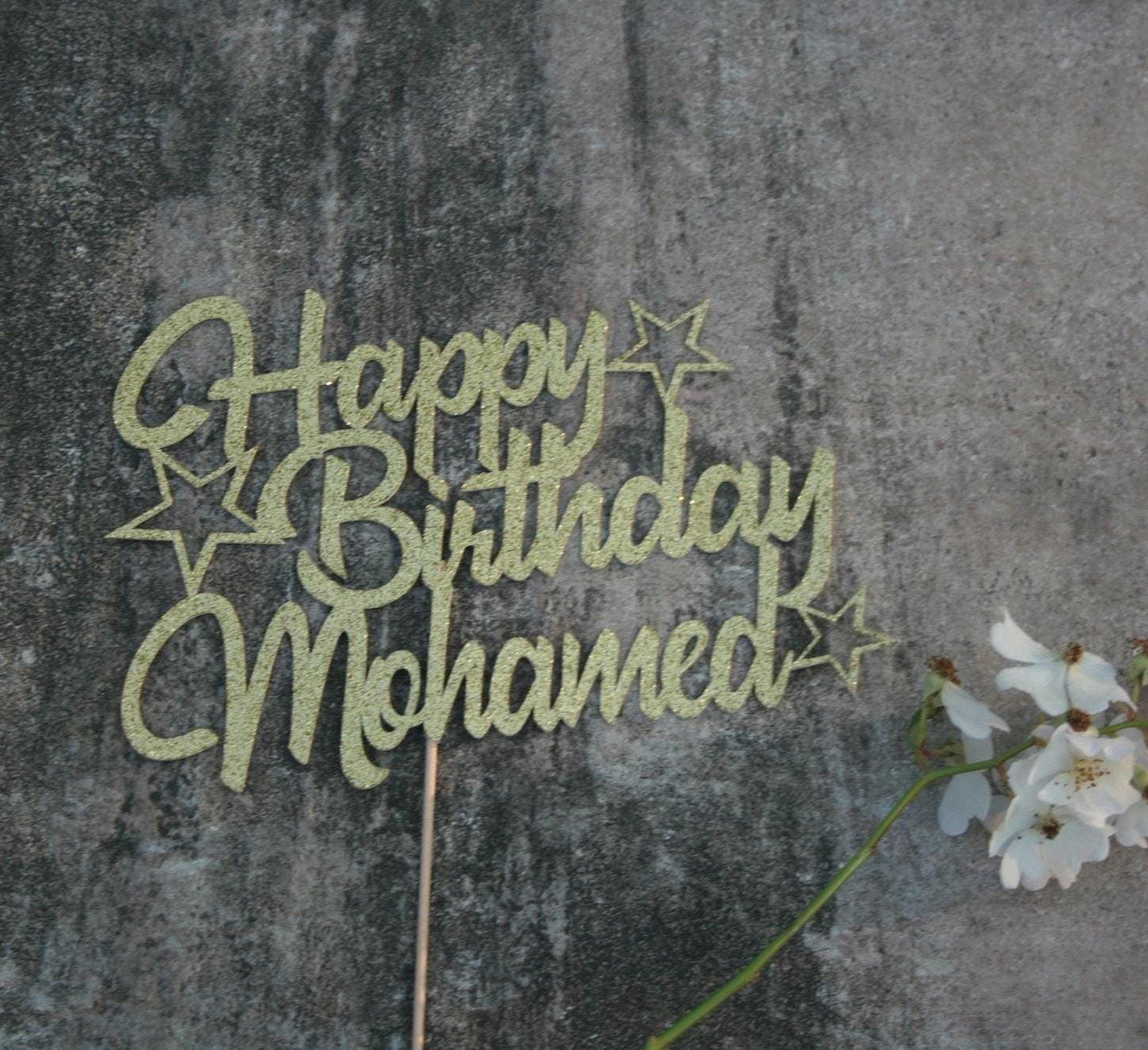 Custom Glitter Birthday Cake Topper, Stars Birthday Decor