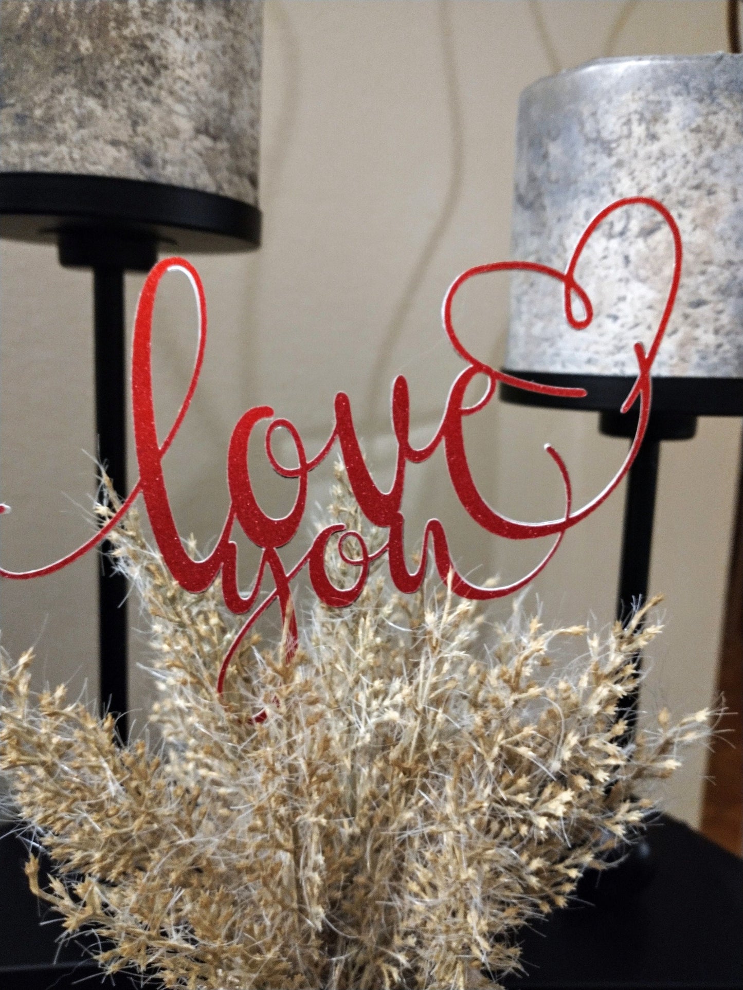 Love You Cake Topper, Glitter Valentine's Day Party Decor