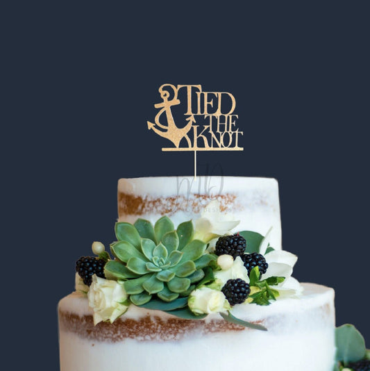 Tied the Knot Glitter Cake Topper, Anchor Wedding Decor