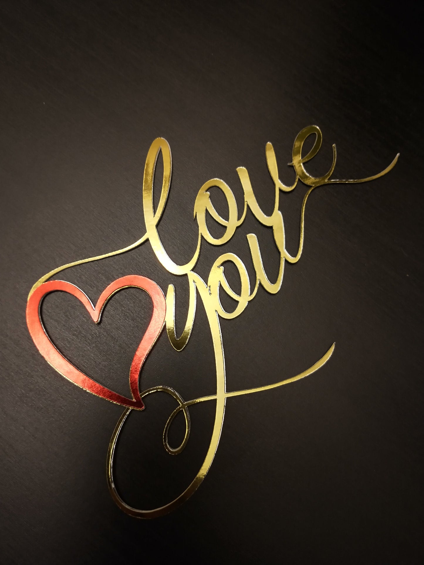 Love You Cake Topper, Valentine's Day Glitter Cardstock Topper