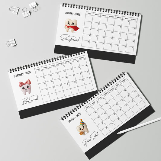 Desktop Calendar, 2026 Dental Desk Calendar, Dentist Gift, Dentist Office Decor, Hygienist Calendar, Dental Lab Decor.