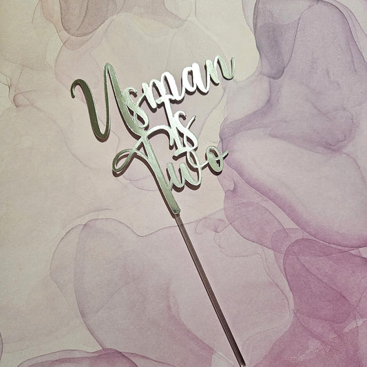 Personalized Name and Age Cake Topper, Metallic Cardstock