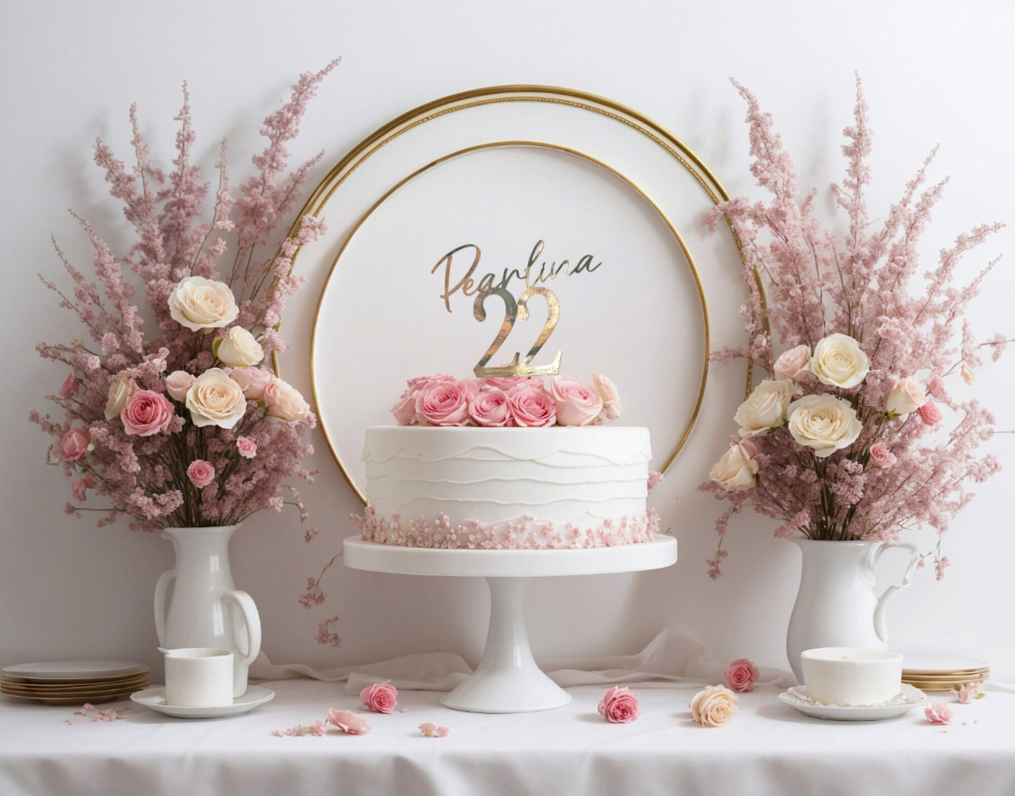 Custom Name & Age Cake Topper, Metallic Cardstock