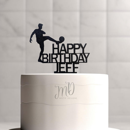 Soccer Player Cake Topper, Personalized Soccer Cake Topper, Sports Cake Topper, Glitter Cake Topper.