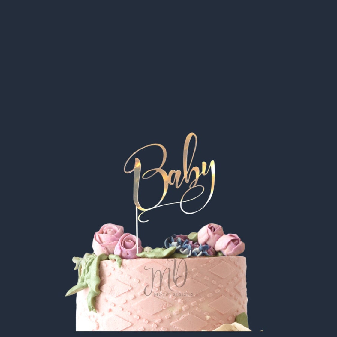 Baby Cake Topper, Baby Shower Cake Topper, Metallic Gold Cake Topper, 2 layer Cake Topper.