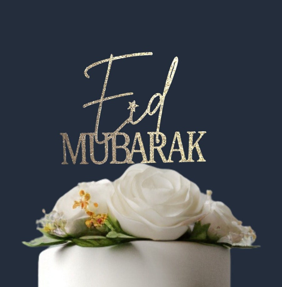 Eid Mubarak Cake Topper, Metallic Cardstock Decoration