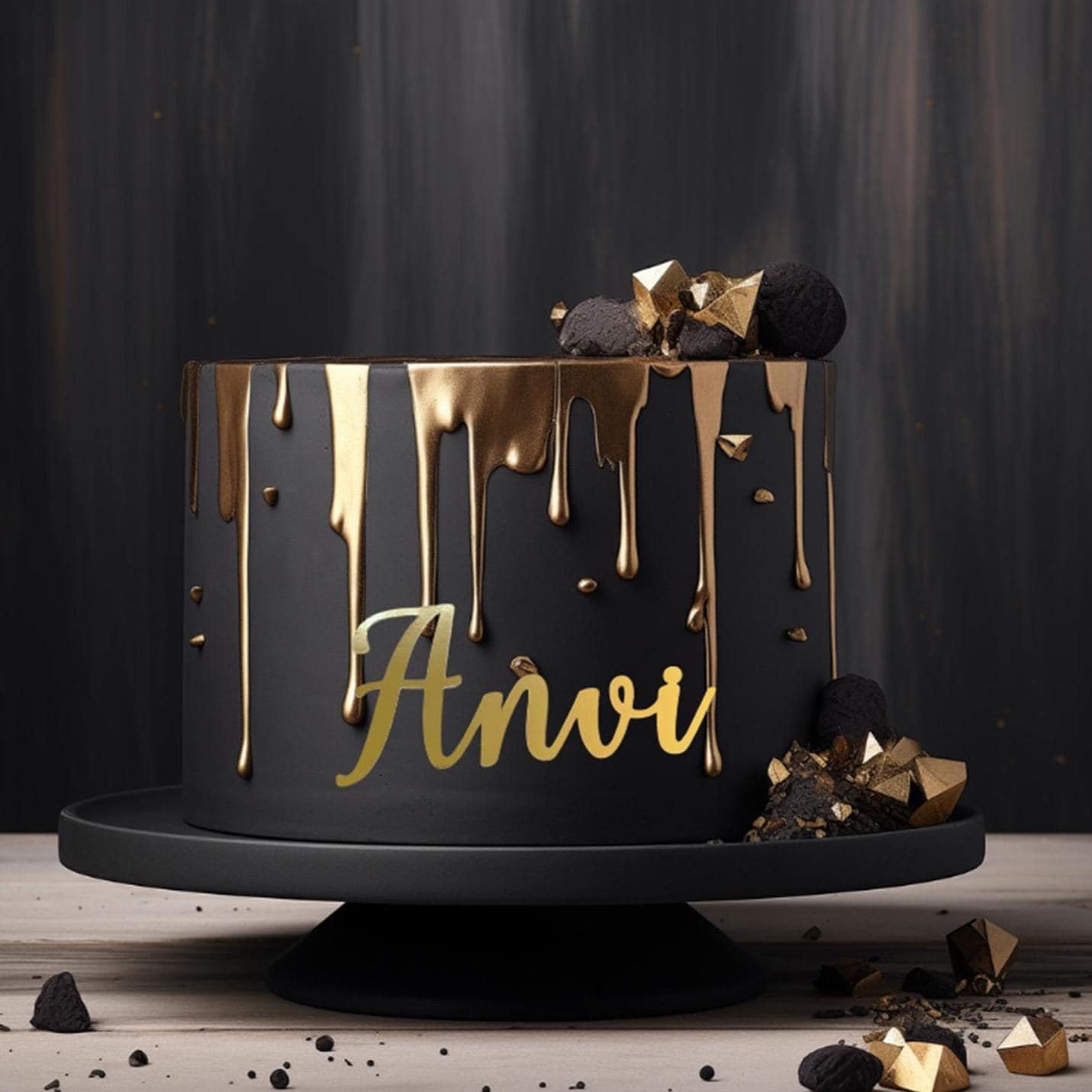 Personalized Metallic Gold Cardstock Cake Charm