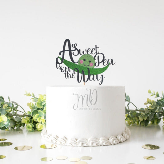 Sweet Pea Baby Shower Cake Topper: Glitter Cardstock