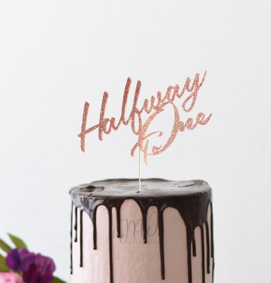 Halfway To One Cake Topper, Glitter Cardstock Baby Birthday