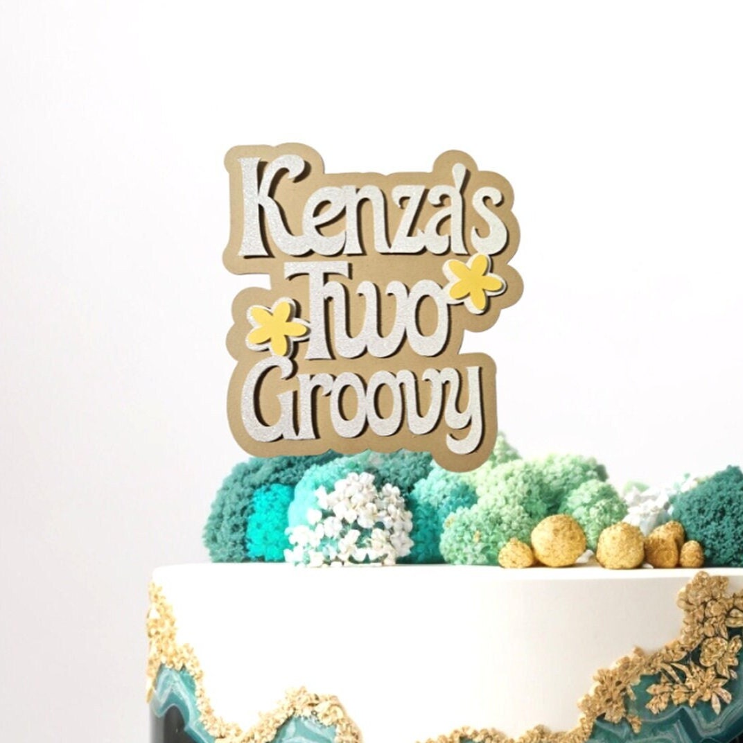 Two Groovy Cake Topper, 2nd Birthday Party, Custom 3D Name