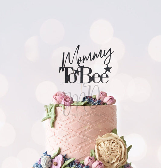 Mommy To Bee Glitter Cake Topper, Baby Shower Decor