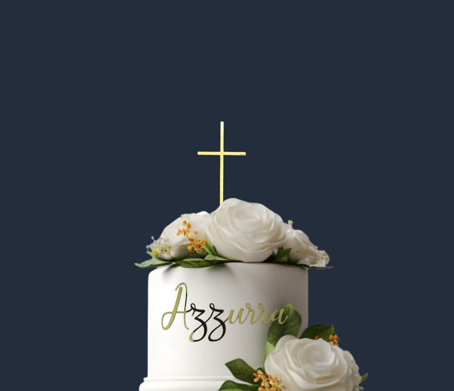 Personalized Baptism Cake Charm, Glitter Cardstock Name with Cross