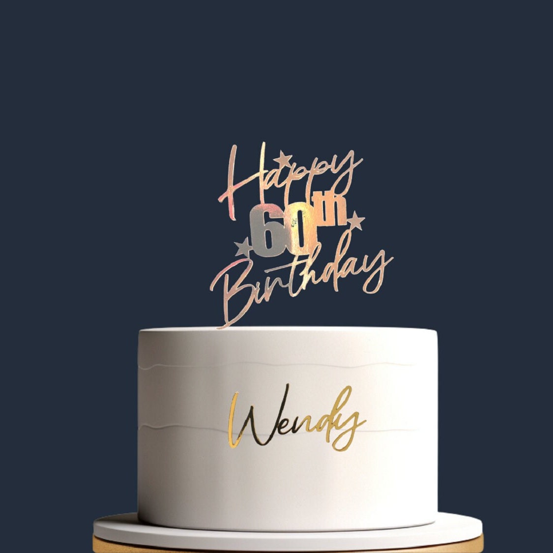 Personalized 60th Birthday Cake Topper, Glitter Name Charm