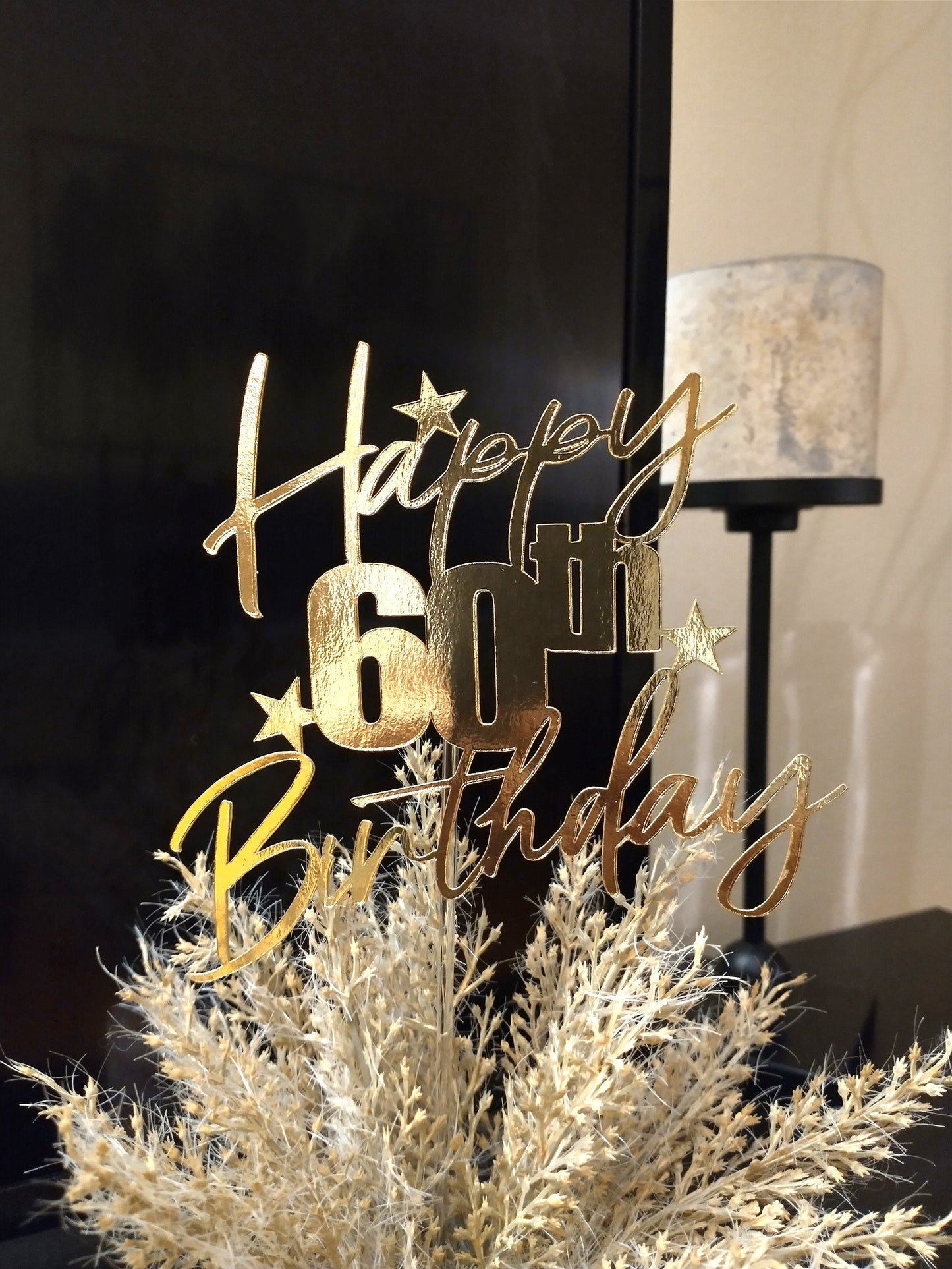 Personalized 60th Birthday Cake Topper, Glitter Name Charm