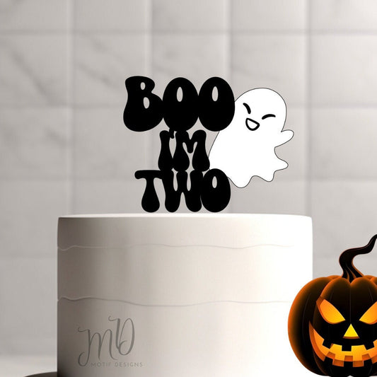 Ghost Cake Topper, Halloween 2nd Birthday, Glitter Cardstock