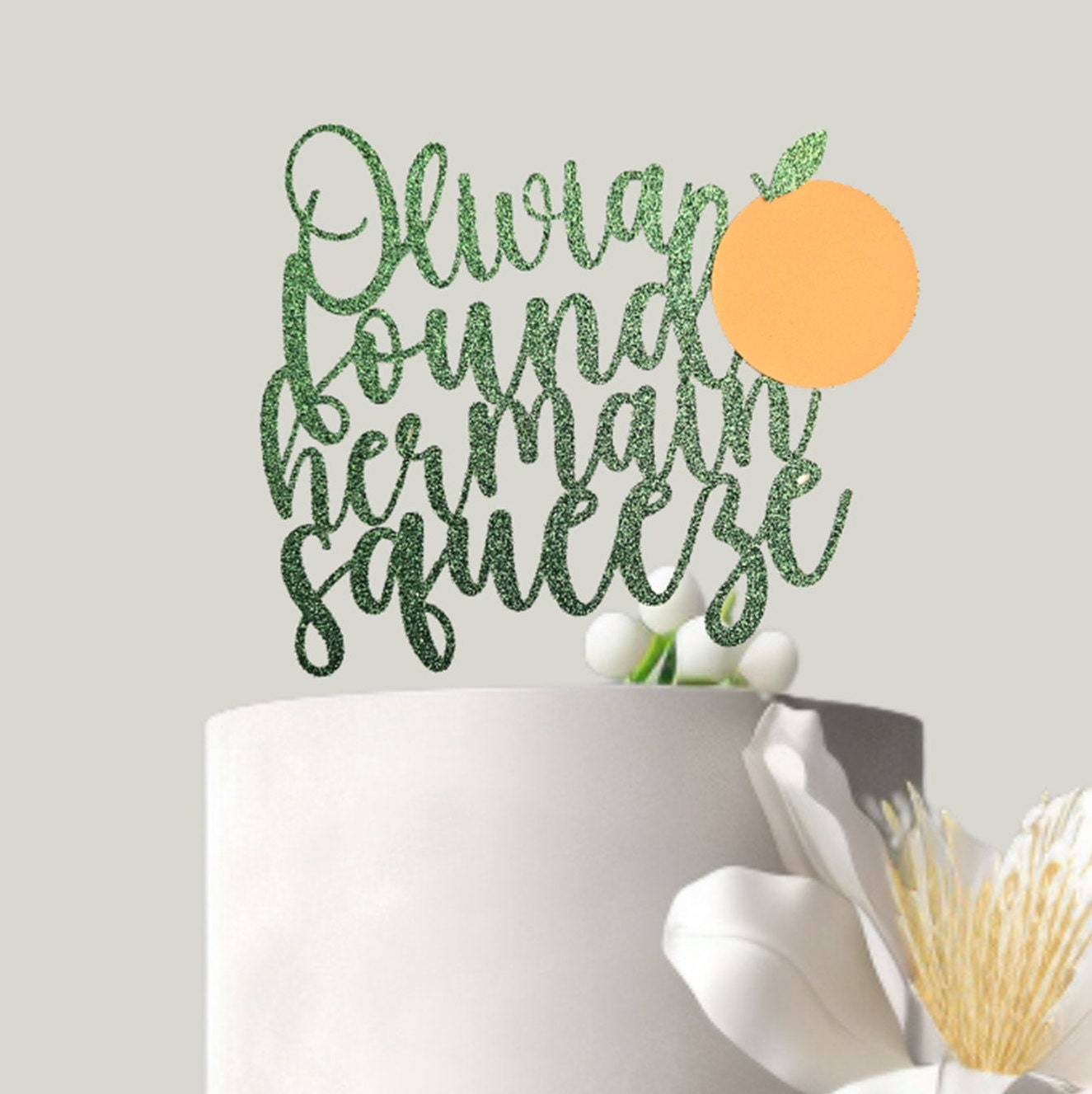 Main Squeeze Cake Topper, Green Glitter Bridal Shower Decor