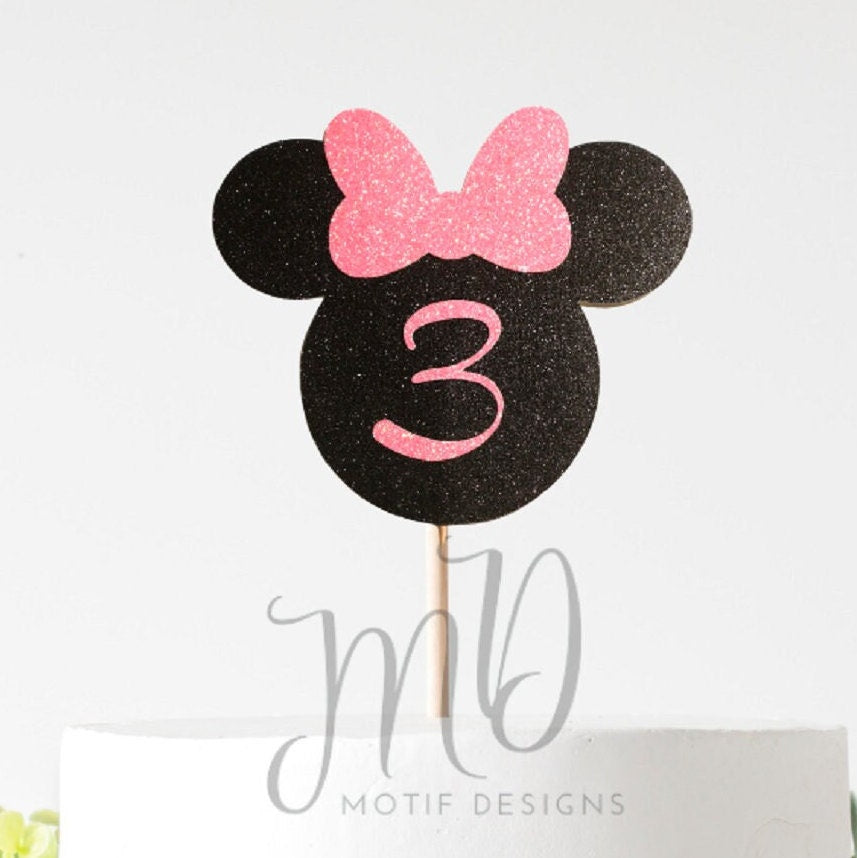 Custom Glitter Mouse Birthday Cake Topper