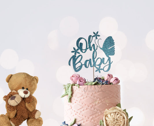 Oh Baby Cake Topper, Baby Shower Cake Topper, Glitter Cake Topper, Cake Topper.