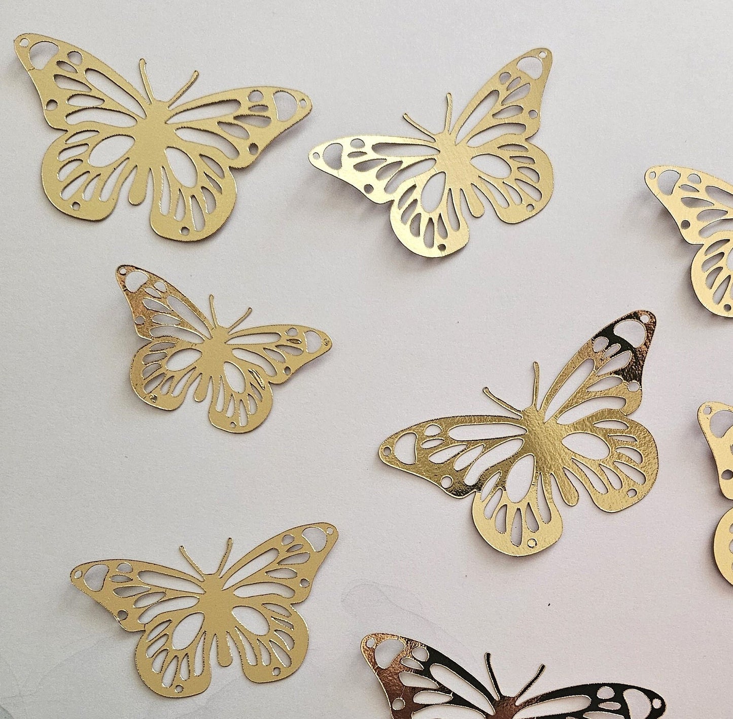 Metallic Gold Butterflies, Cake & Party Decorations, Set of 12